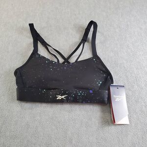 Reebok Sports Bra Womens XS Black Lux Colorful Speckle Spots